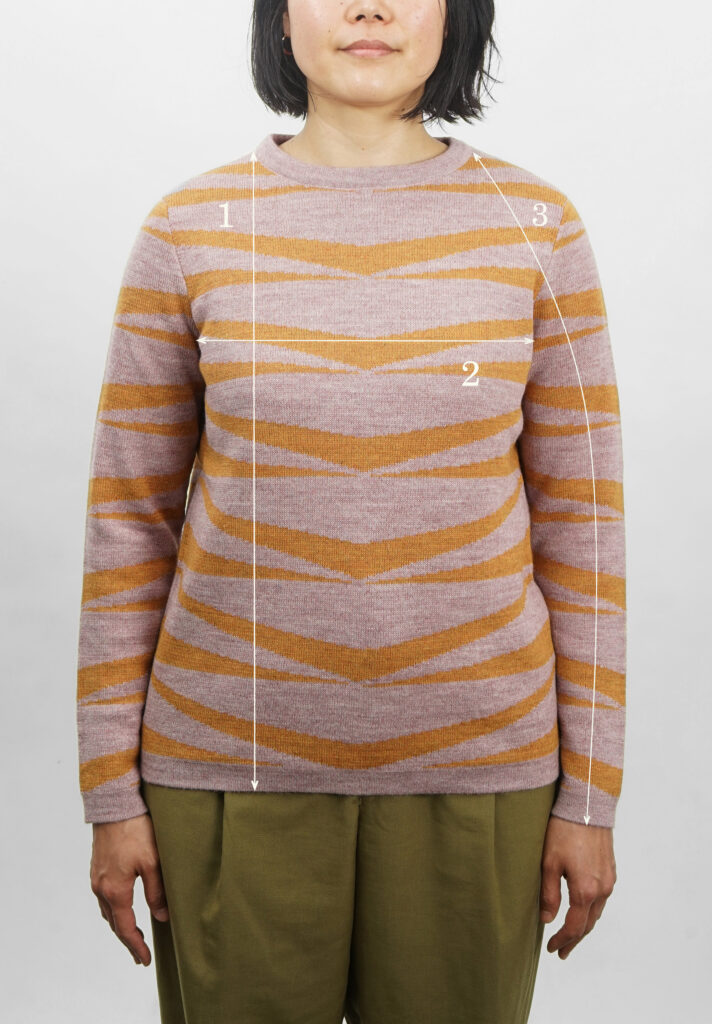 REH (GERMANY) Pullover-Größe für Jacquard Pullover für Damen richtig ausmessen.