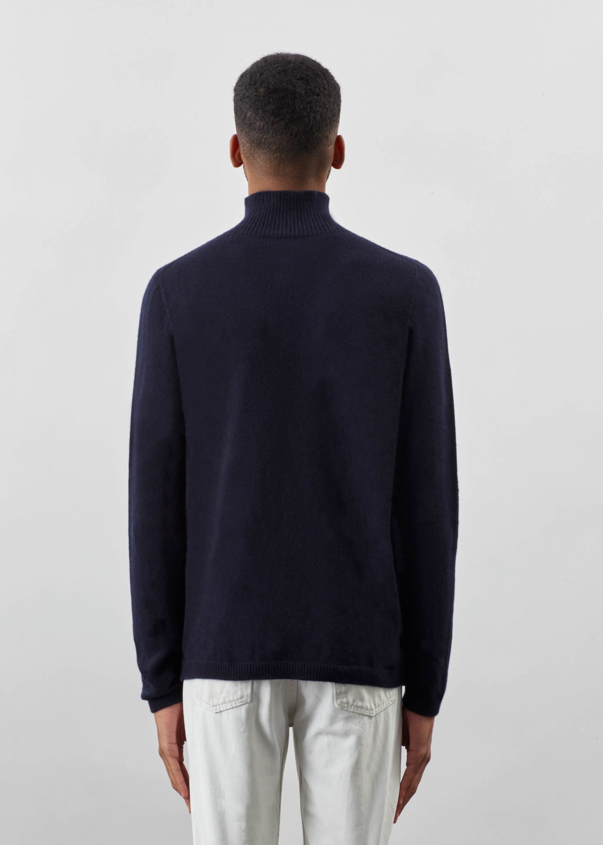 Product image for »Jobs« Navy Polo-Neck Sweater Felted Cashmere Merino