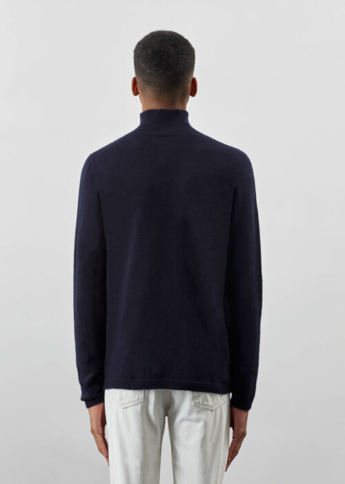 Product thumbnail image for »Jobs« Navy Polo-Neck Sweater Felted Cashmere Merino