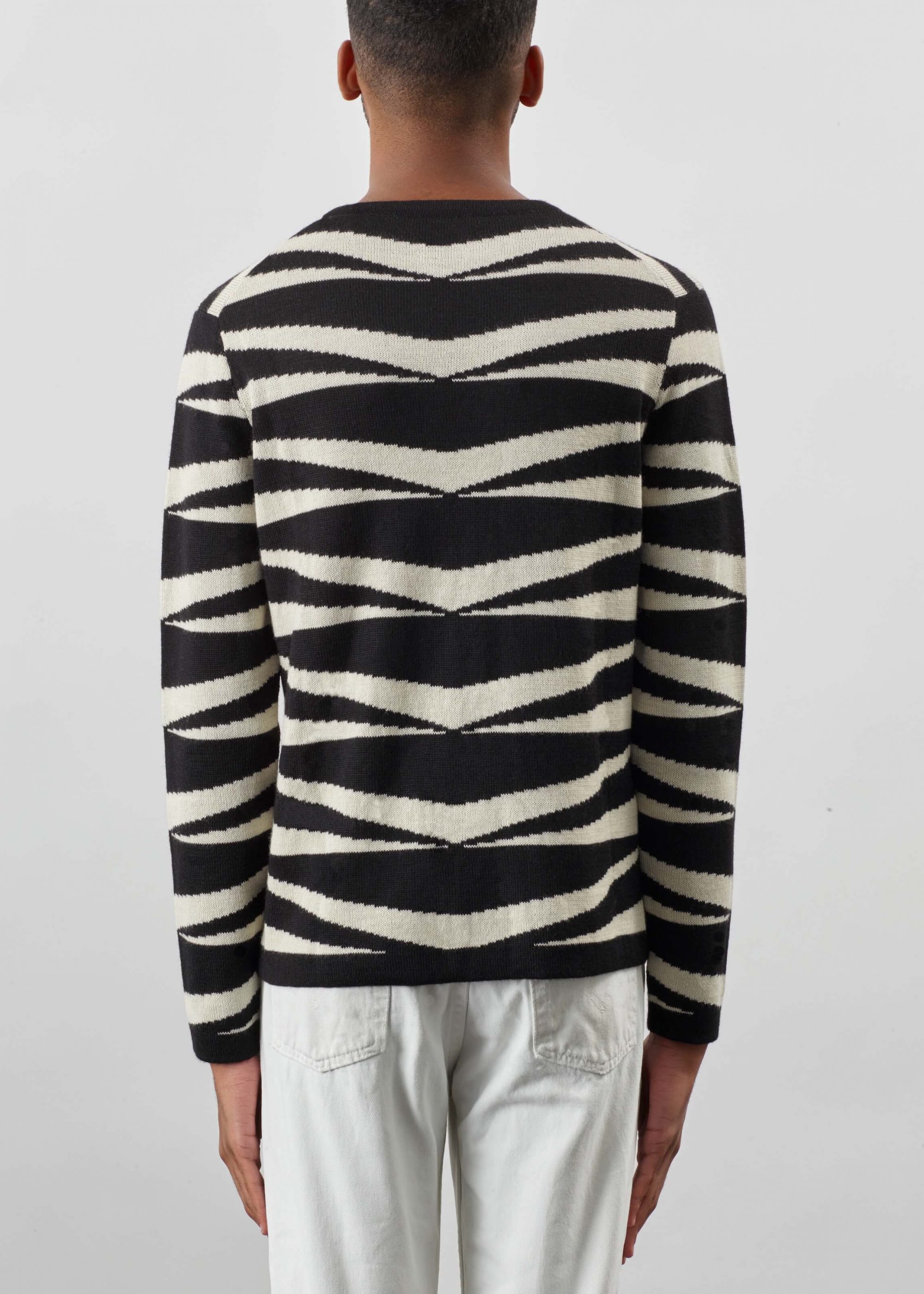 Product image for »Tao« Jacquard Sweater Baby Alpaca | Black Ecru