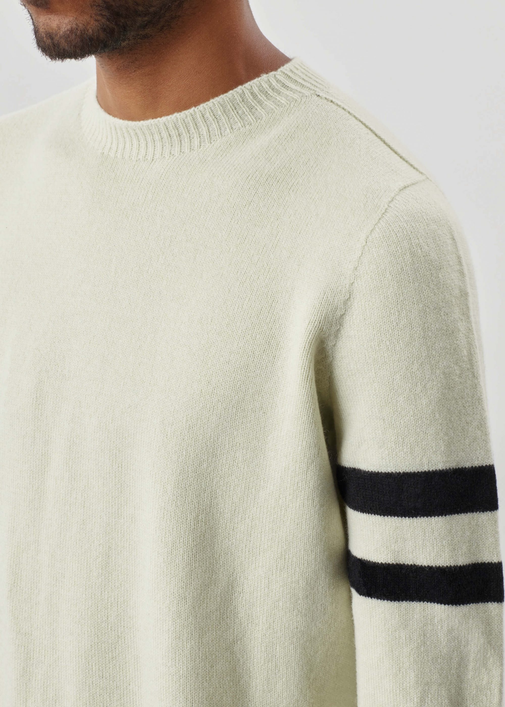 Product image for »Varsity« Ecru Black Sweater Felted Cashmere Merino