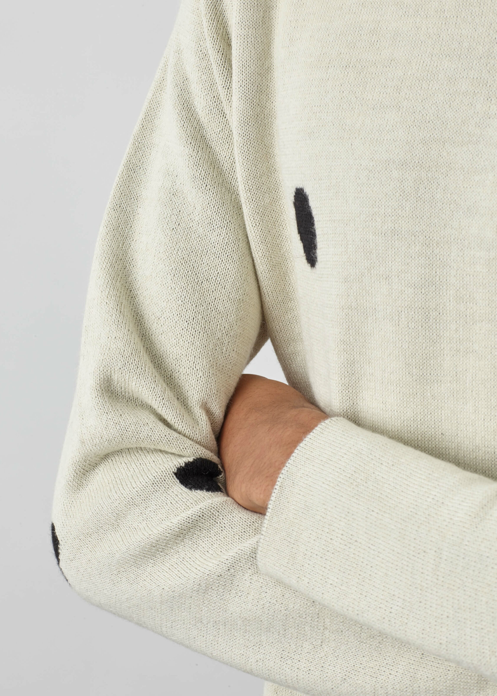 Product image for »Ermine« Jacquard Sweater Baby Alpaca | Ecru Black