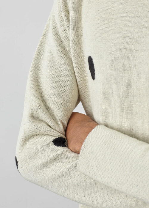 Product thumbnail image for »Ermine« Jacquard Sweater Baby Alpaca | Ecru Black