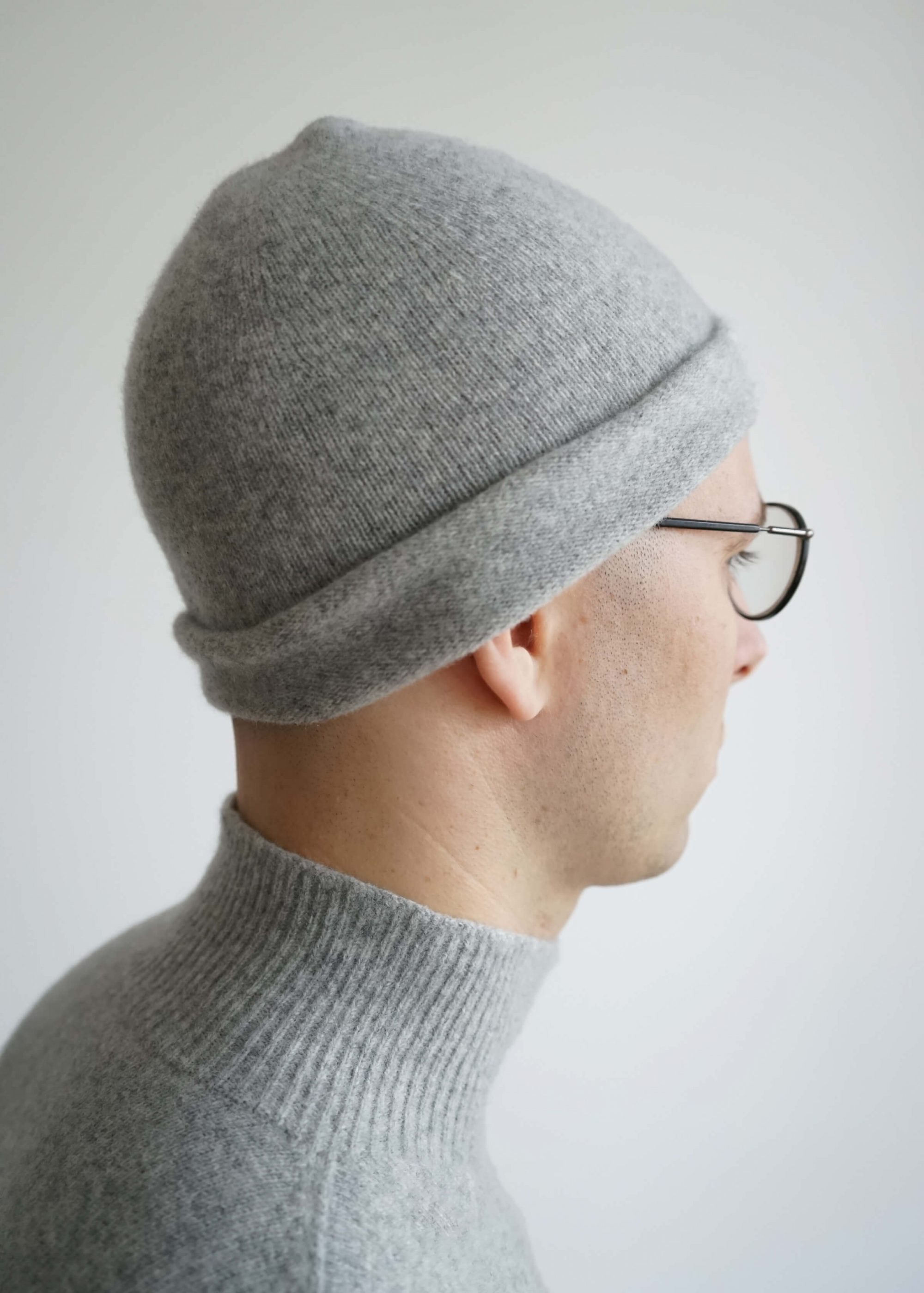 Product image for »Mist« Light Grey Beanie Felted Cashmere Merino