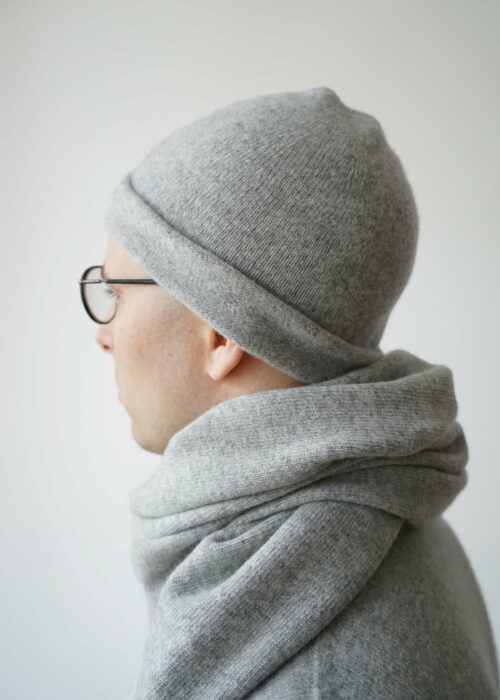 Product thumbnail image for »Mist« Light Grey Beanie Felted Cashmere Merino