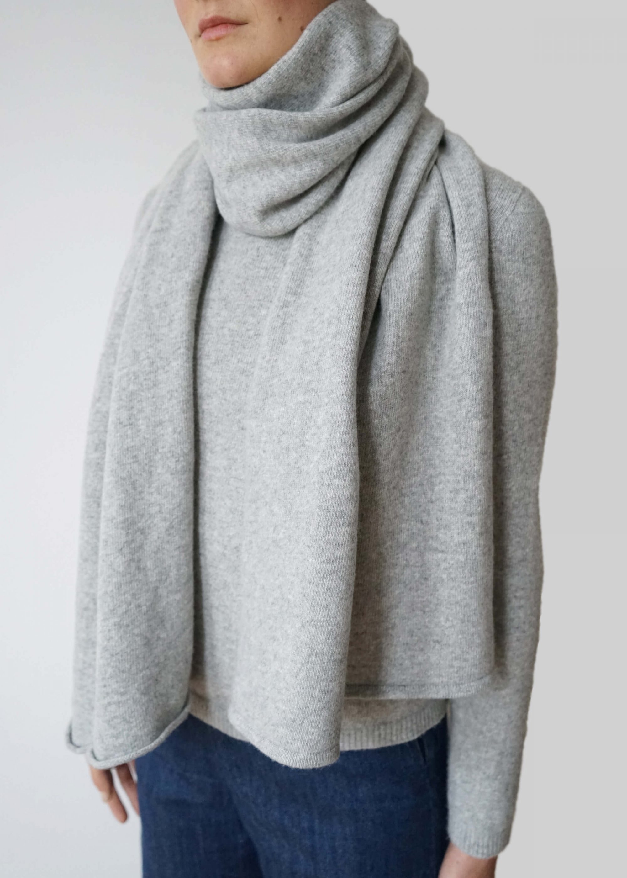 Product image for »Einstein« Light Grey Scarf Felted Cashmere Merino