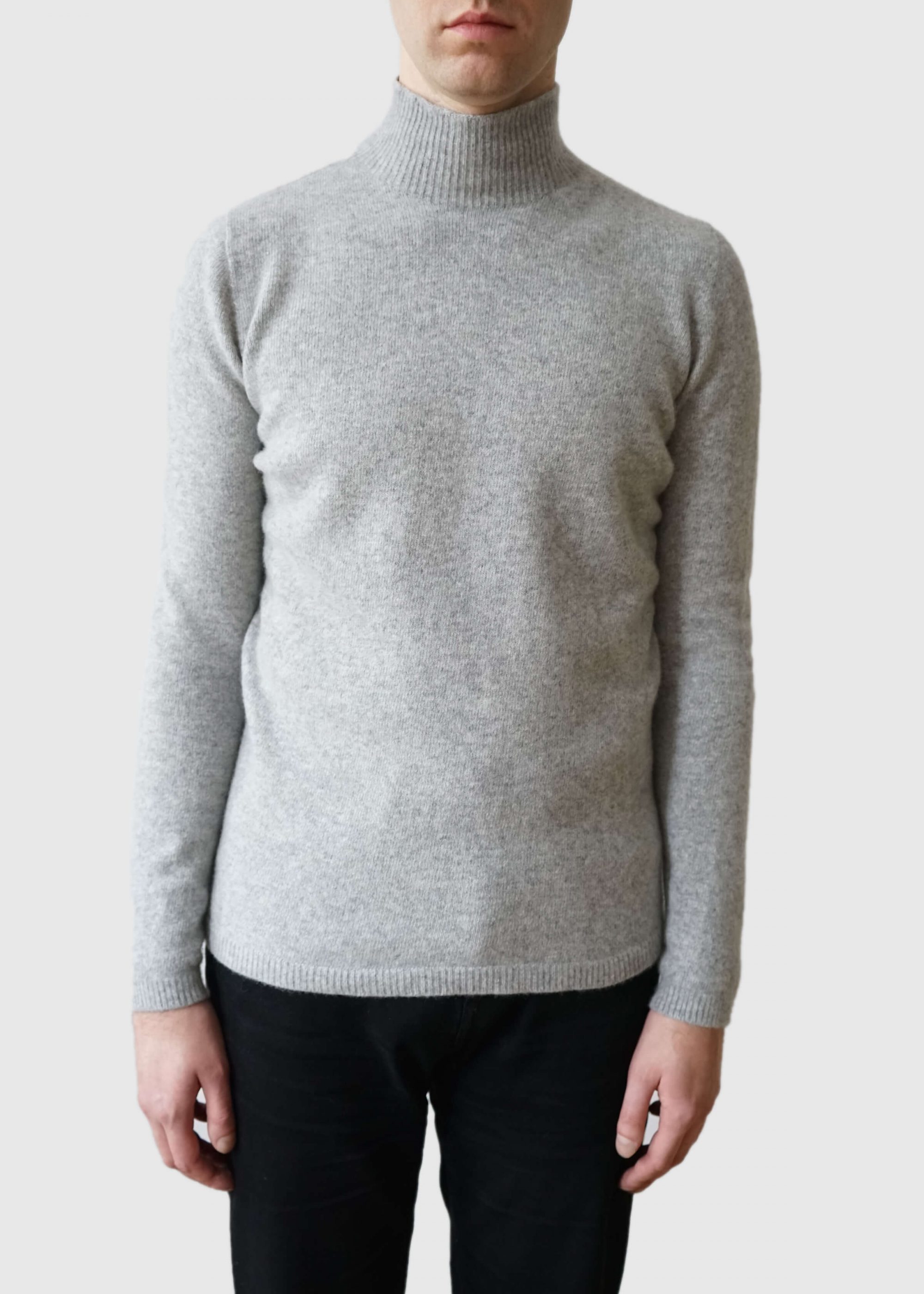 Product image for »Judd« Light Grey Polo-Neck Sweater Felted Cashmere Merino