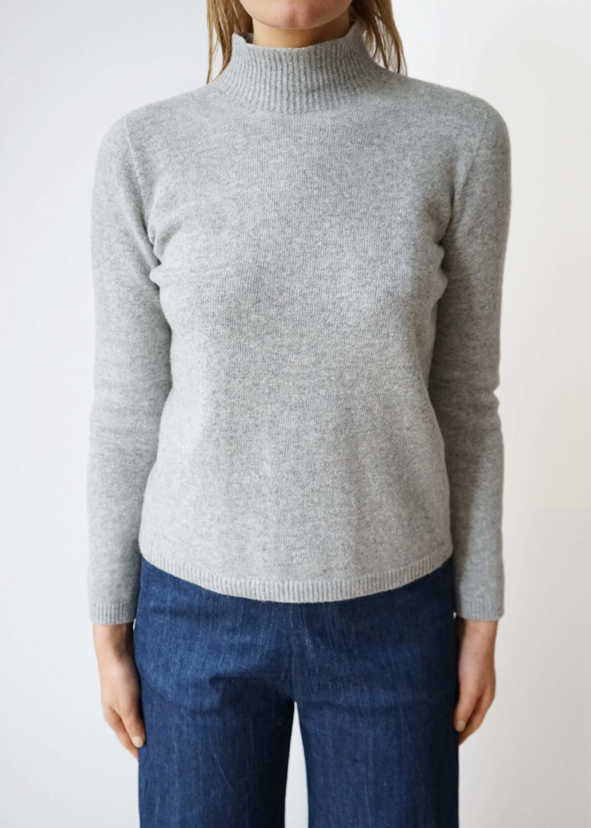 Product image for »Judd« Light Grey Polo-Neck Sweater Felted Cashmere Merino