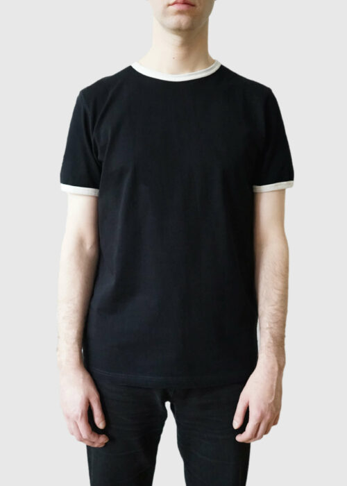 »Kline« Black Ecru Ringer T-Shirt 100% Organic Cotton