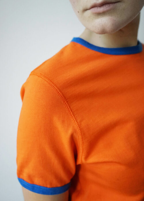 »Harrison« Orange Blue Ringer T-Shirt 100% Organic Cotton