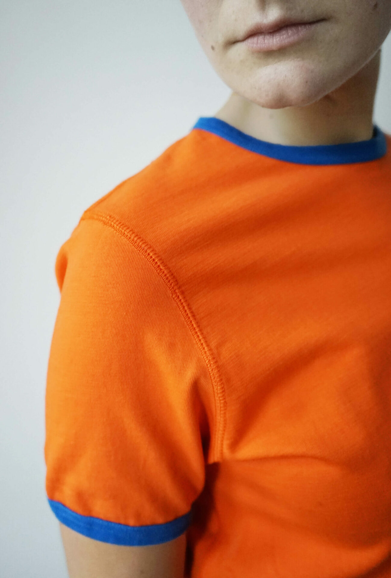 Orange Ringer T-Shirt made of organic cotton by R.EH in Germany