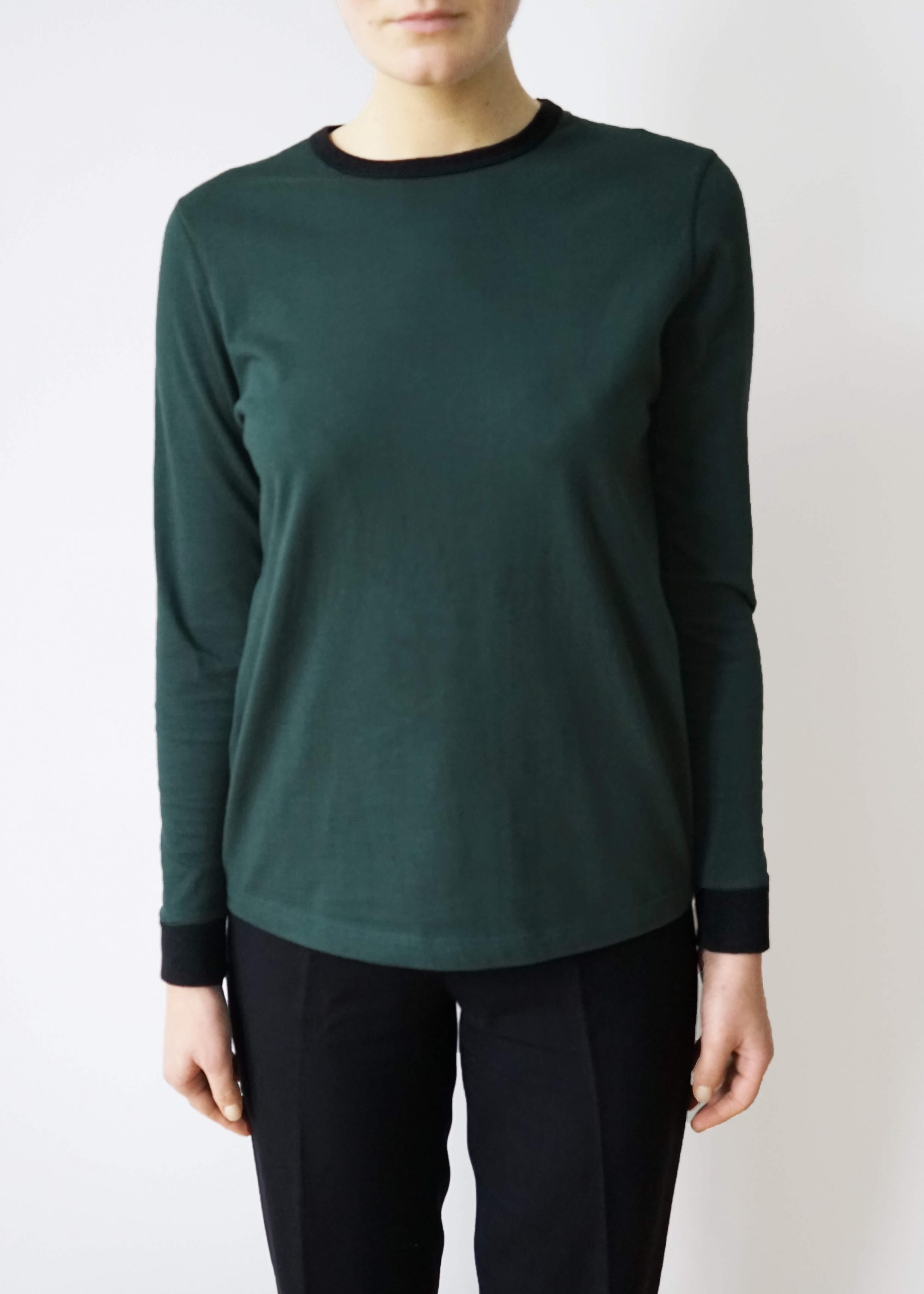 Product image for »Mori« Dark Green Black Ringer Longsleeve Organic Cotton