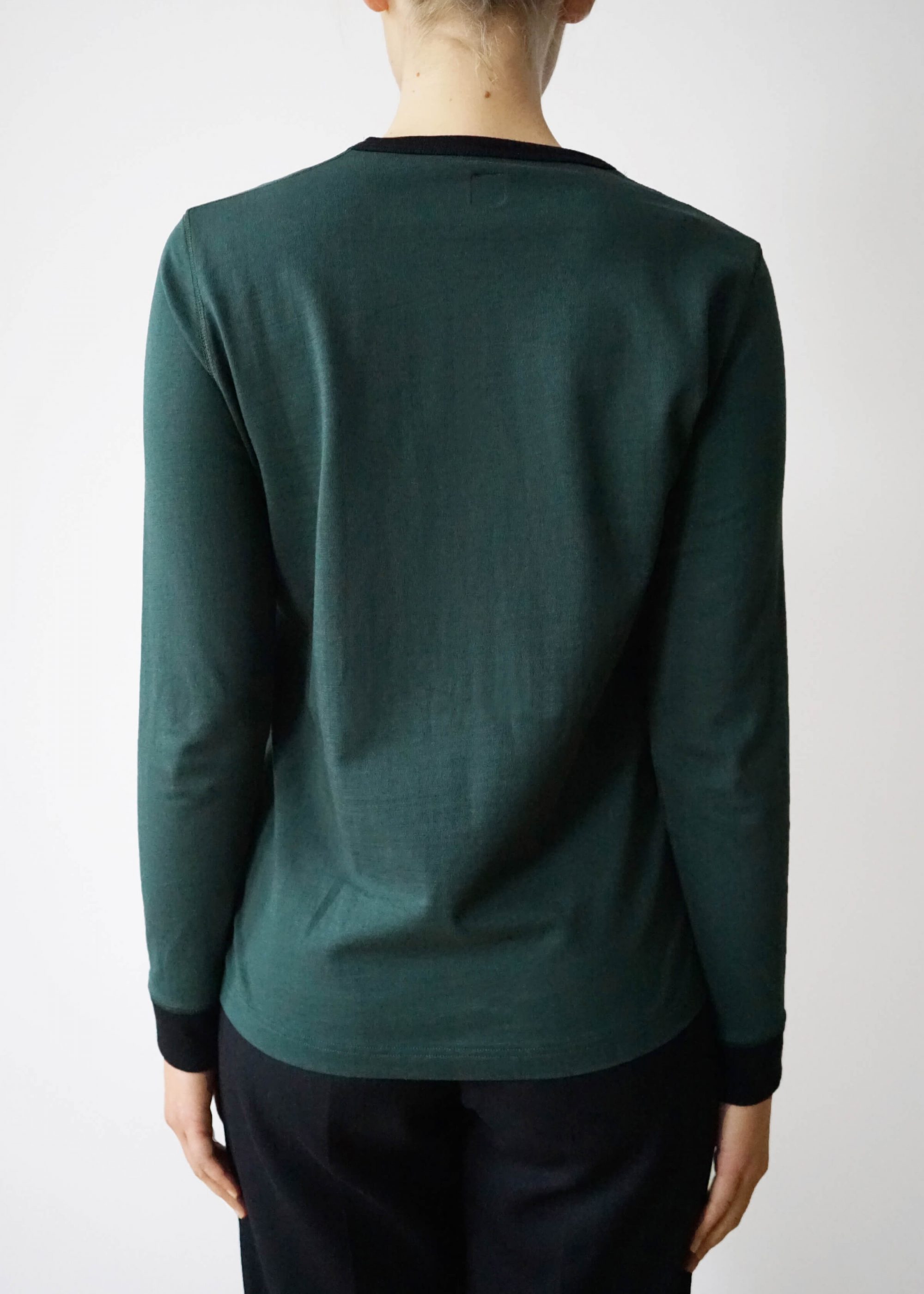 Product image for »Mori« Dark Green Black Ringer Longsleeve Organic Cotton