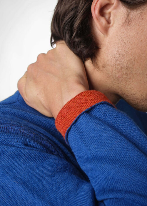 »Harrison« Reversible Sweater Alpaca | Cobalt-Blue Orange