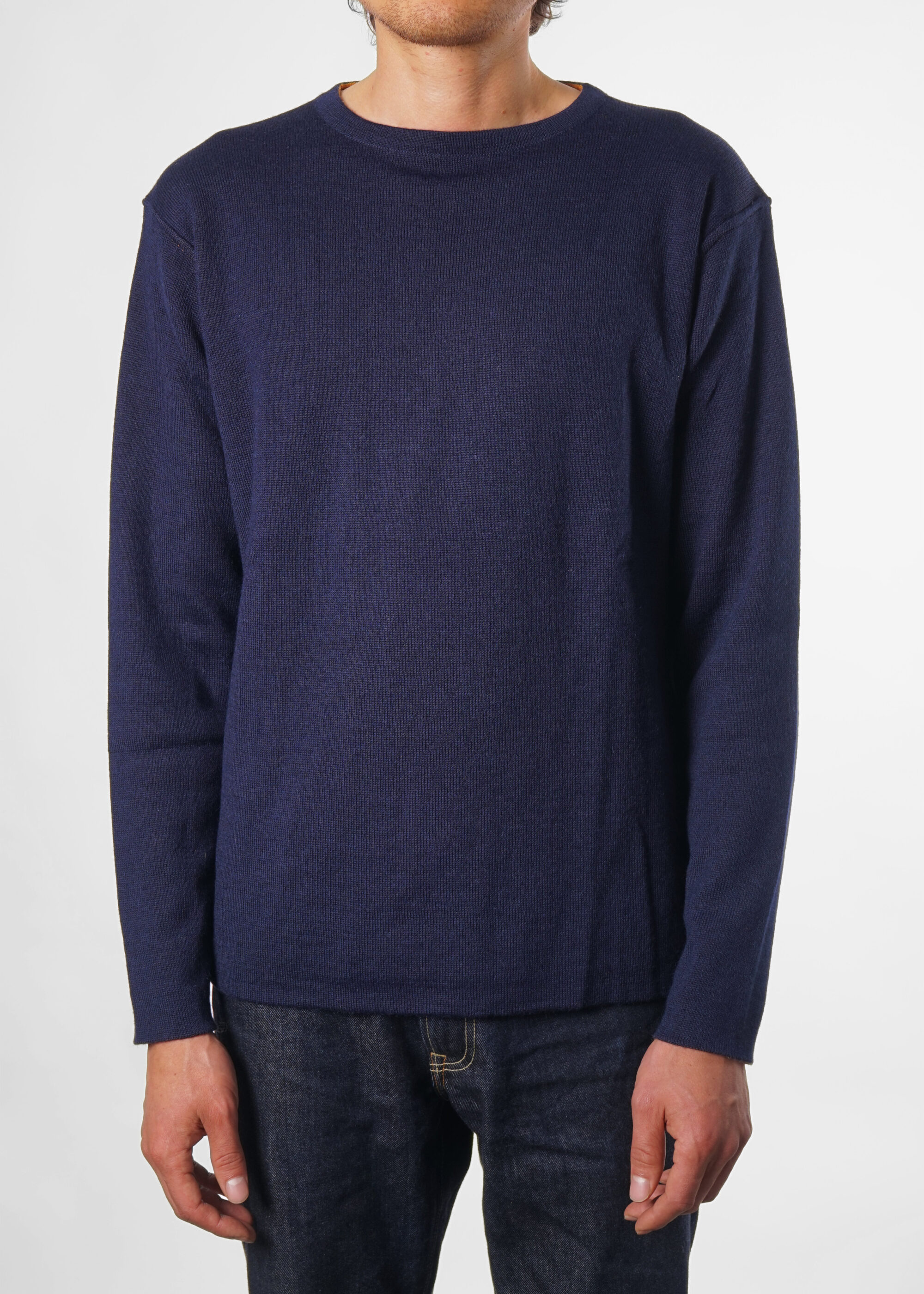 Product image for »Blauaras Ochre« Reversible Sweater Baby Alpaca | Navy Ochre