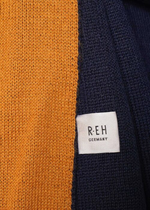 Product thumbnail image for »Blauaras Ochre« Reversible Scarf Baby Alpaca | Navy Ochre