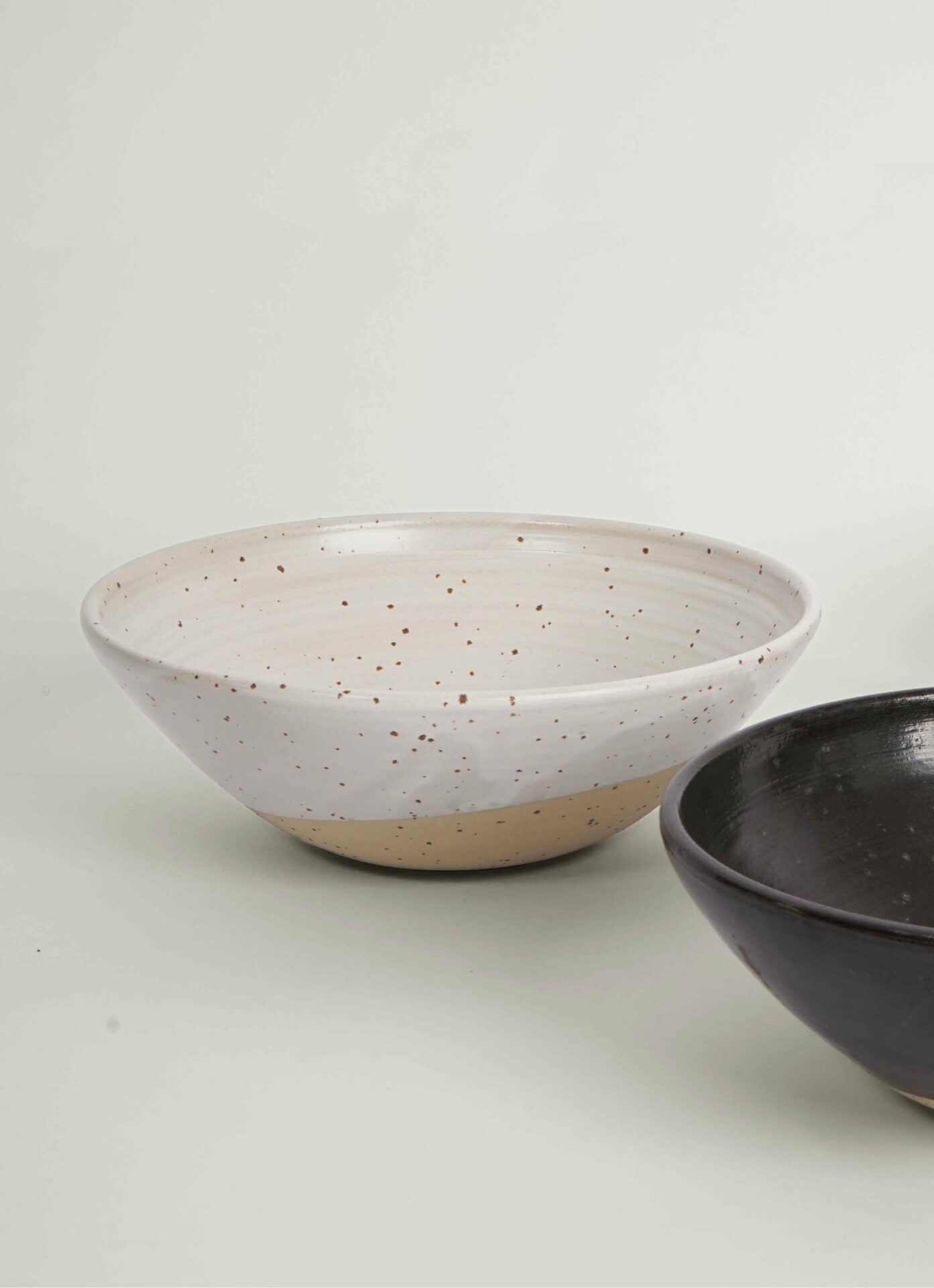 Marguerite White Speckled Conical Bowl Genuine Stoneware