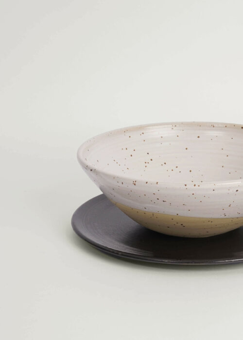 Product thumbnail image for »Marguerite« White Speckled Conical Bowl | Genuine Stoneware