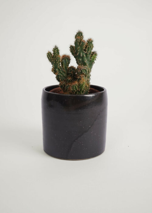 »Burri« Black Cachepot Ø 13 cm | Genuine Stoneware Ceramic