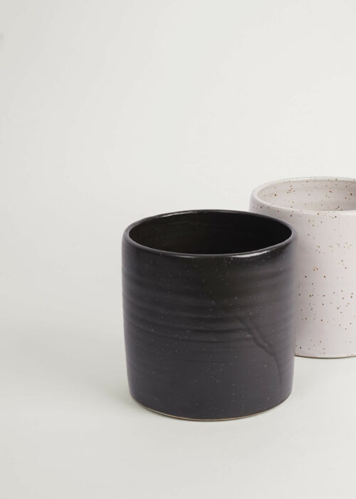 »Burri« Black Cachepot Ø 18 cm | Genuine Stoneware Ceramic