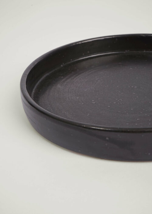 Product thumbnail image for »Burri« Black Plant Pot + Saucer Ø 18 cm | Genuine Stoneware