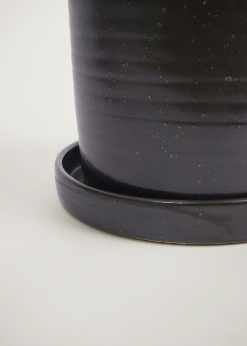 Product thumbnail image for »Burri« Black Plant Pot + Saucer Ø 18 cm | Genuine Stoneware