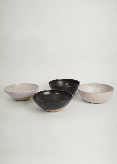 »Bauhaus« Black White Stoneware Bowl 4-Set