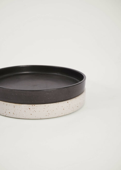 Product thumbnail image for »Geodesic Black« Large Tray Plate Ménage | Genuine Stoneware Ceramic