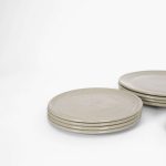 Stoneware Plate Set in Grey by R.EH Germany. Hand-thrown ceramic stoneware carefully made in Germany. The resilient and dishwasher-proof dinnerware is suitable for gastronomy, restaurants and Cafés as well as for tableware everyday usage at home.