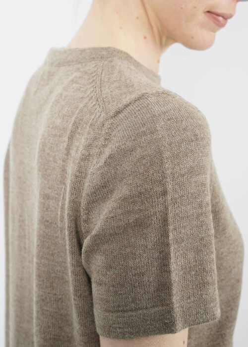 Product thumbnail image for »Terra« Light Brown Short-Sleeved Knit Top Baby Alpaca