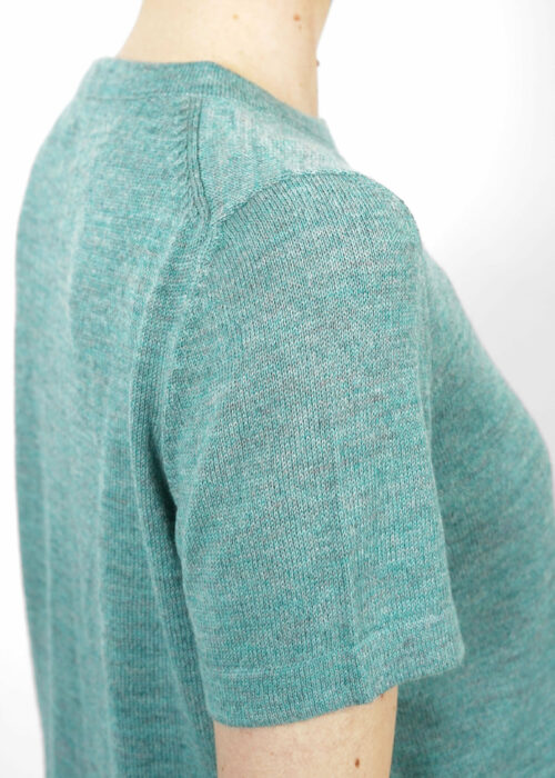 Product thumbnail image for »Aqua« Turquoise Short-Sleeve Knit Top Baby Alpaca