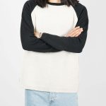Varsity Knit Sweater Baseball by R.EH Berlin in Black and Ecru.