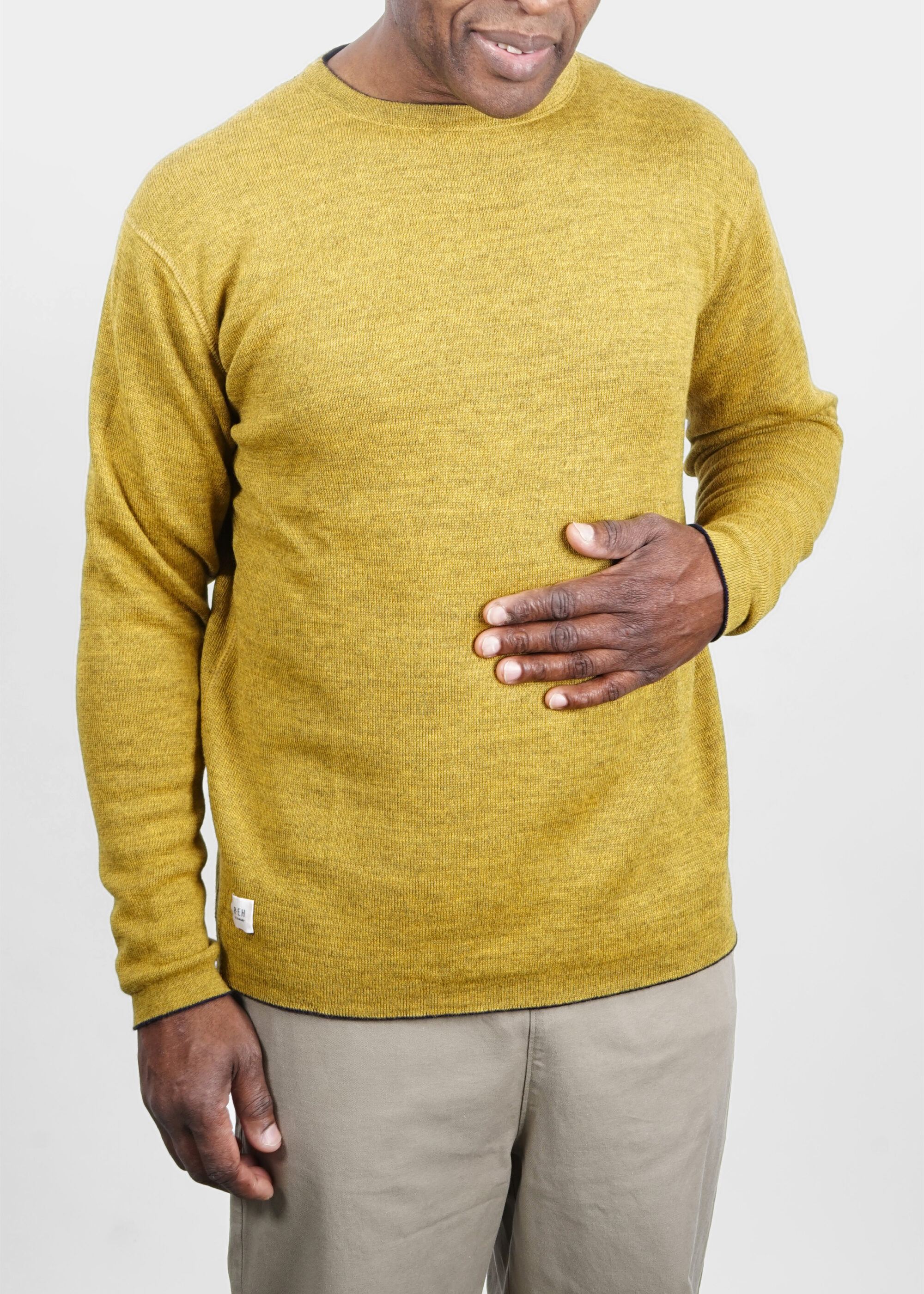 Product image for »Blauaras Mustard« Yellow Navy Reversible Sweater Alpaca