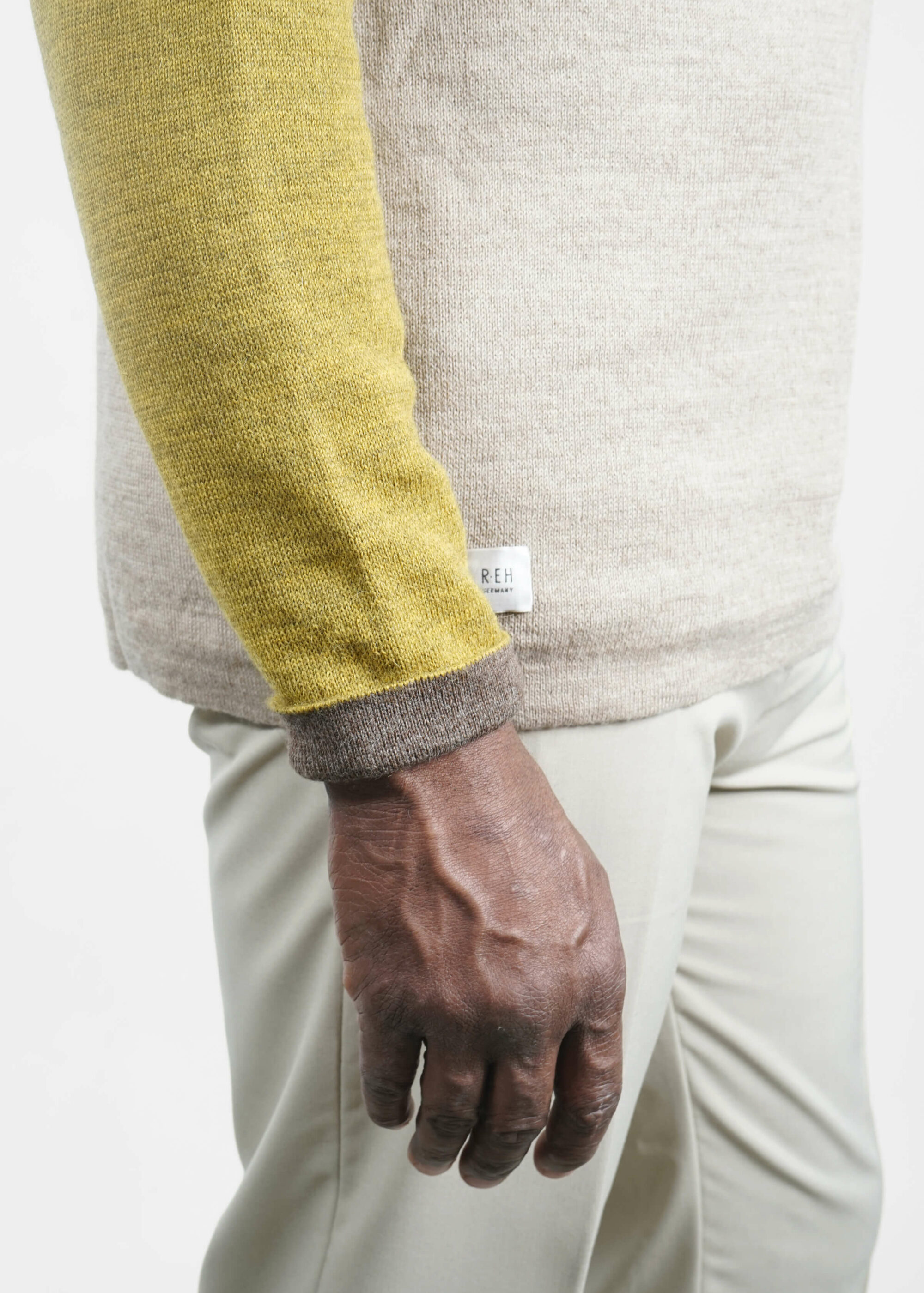 Product image for »Jhana« Reversible Sweater Baby Alpaca | Yellow Beige Brown