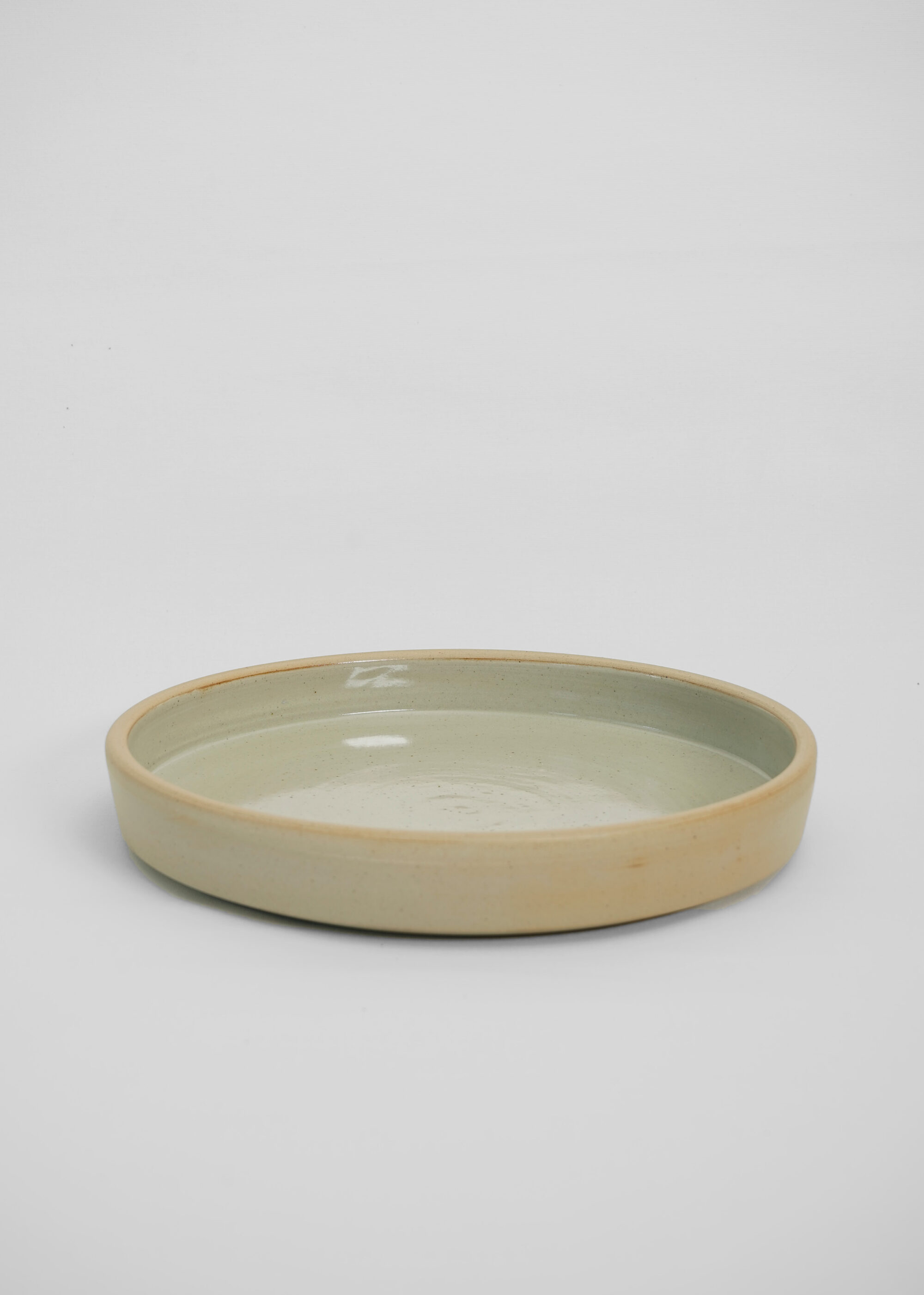 Product image for »Moribana Semi-Glazed« Large Ikebana Plate Bowl | Genuine Stoneware Ceramic
